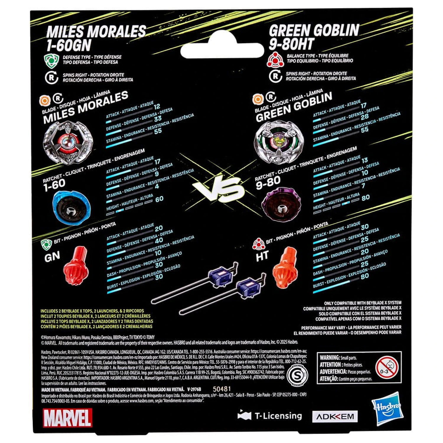 Beyblade X and Marvel Collab Miles Morales 1-60GN vs. Green Goblin 9-80HT product photo