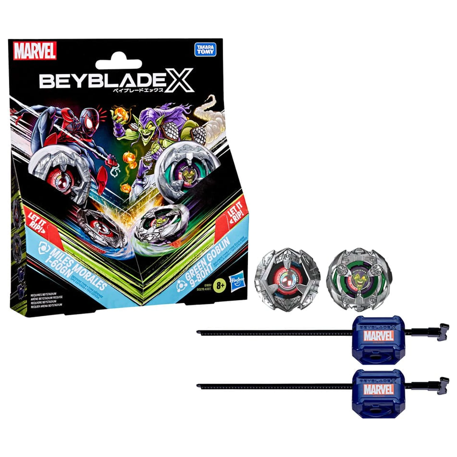 Beyblade X and Marvel Collab Miles Morales 1-60GN vs. Green Goblin 9-80HT product photo