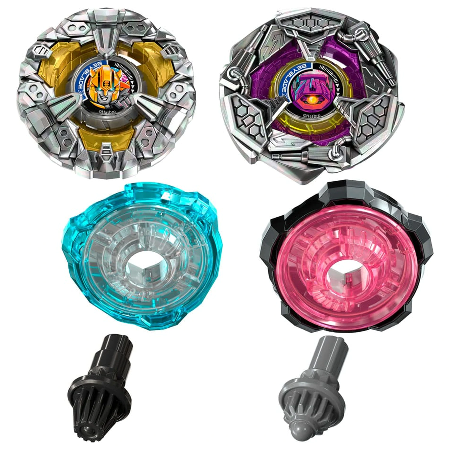 Beyblade X and Transformers Collab Bumblebee 3-60GP vs. Shockwave 5-80O product photo