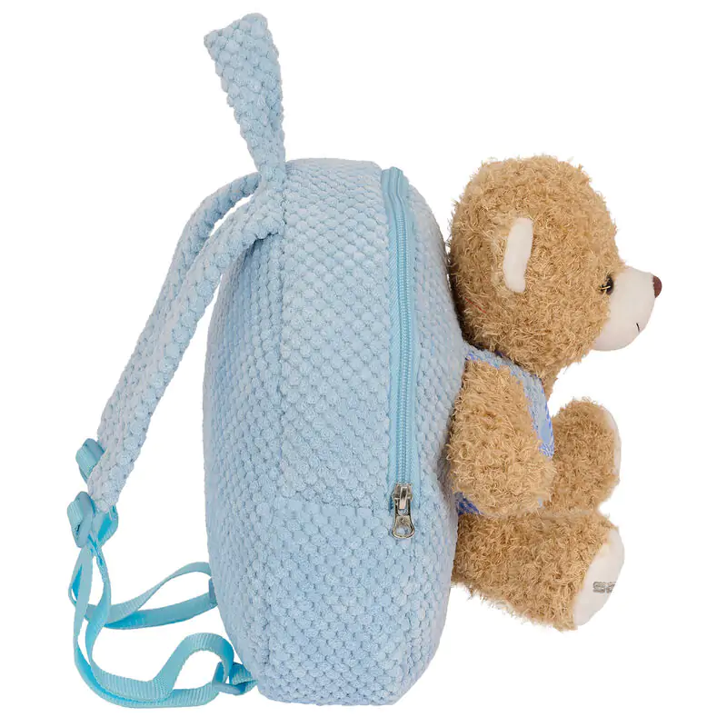 Blue backpack with Bear plush toy 27cm product photo
