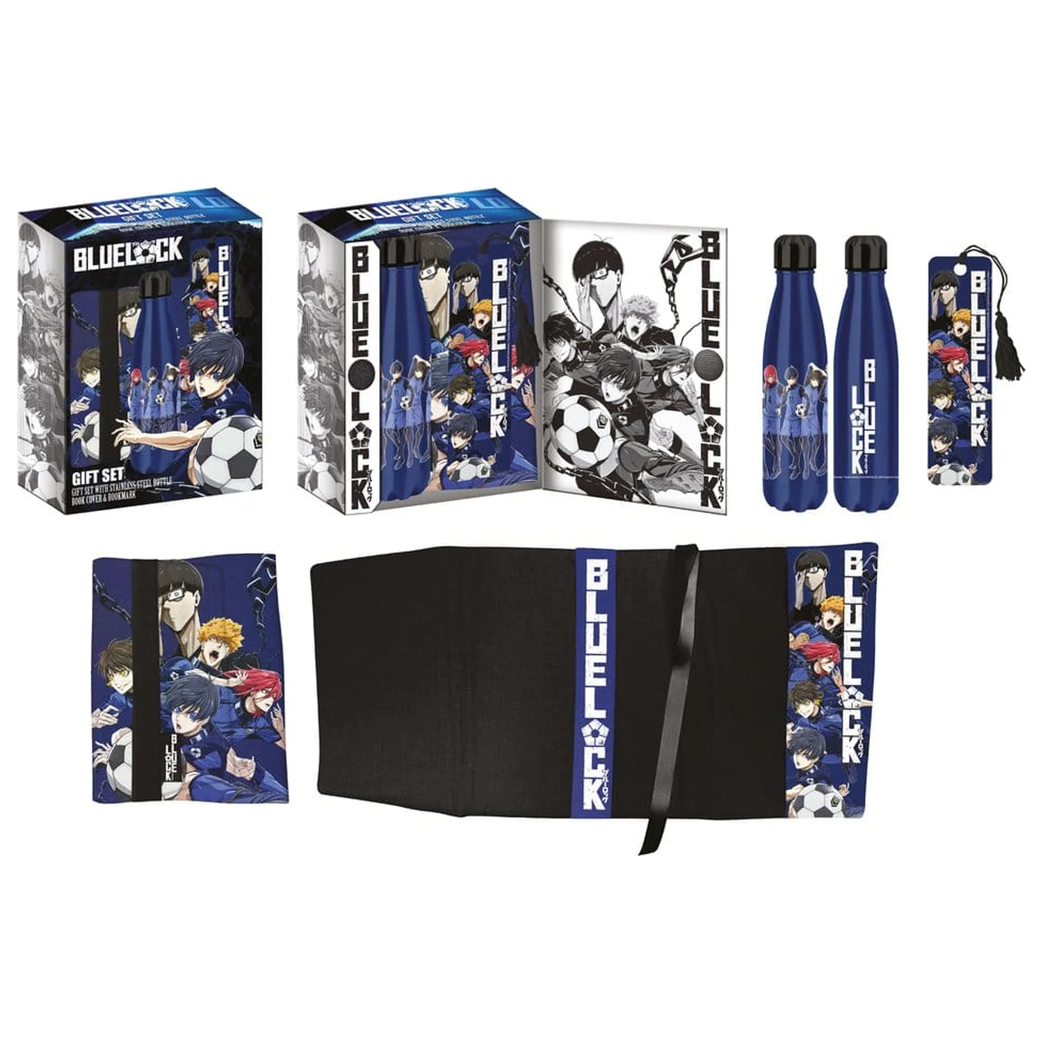 Bluelock Steel Bottle, Sticker, Book Cover Gift Set Blue product photo