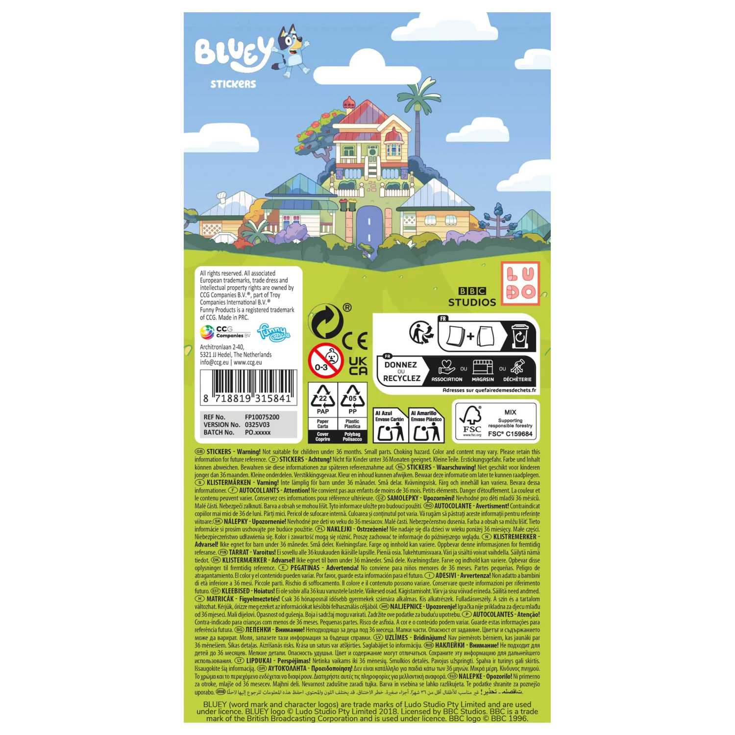 Bluey Bingo mini sticker set product photo