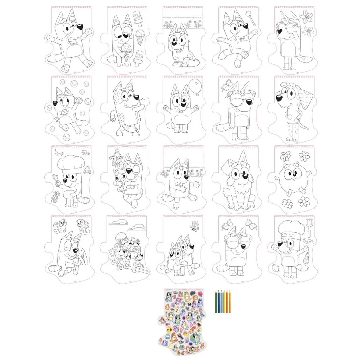 Bluey Happy Shape Coloring Set with Stickers and Colored Pencils product photo