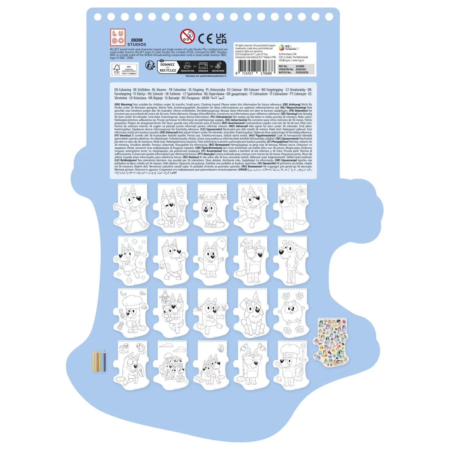 Bluey Happy Shape Coloring Set with Stickers and Colored Pencils product photo