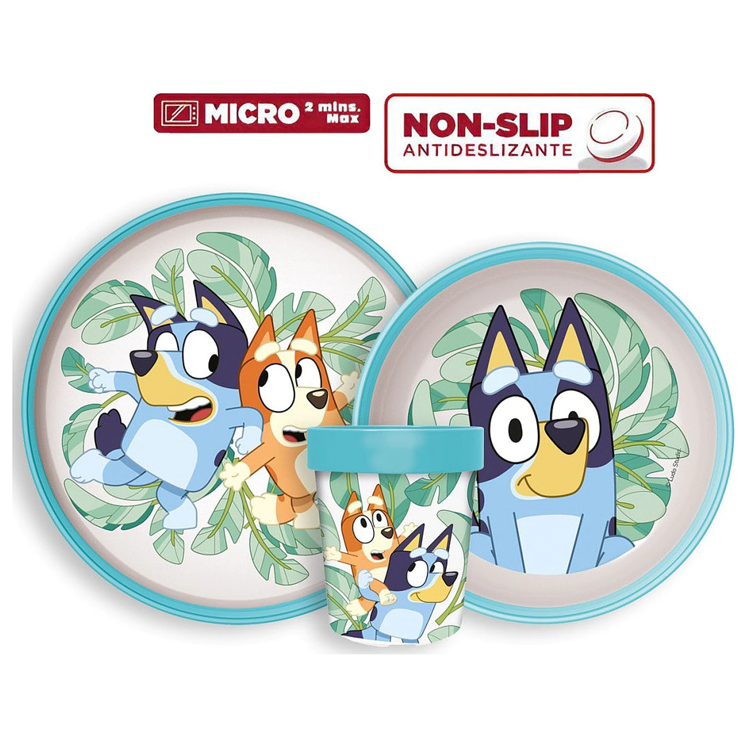 Bluey Leaves non-slip dinnerware set, micro plastic set product photo
