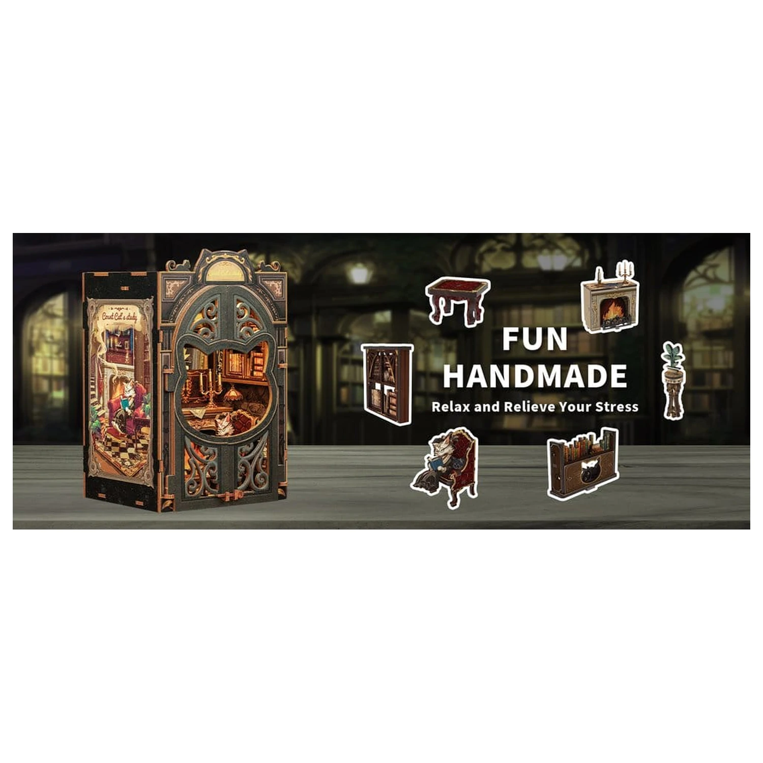 Book Nook Count Cat´s Study 17 x 12 cm   product photo