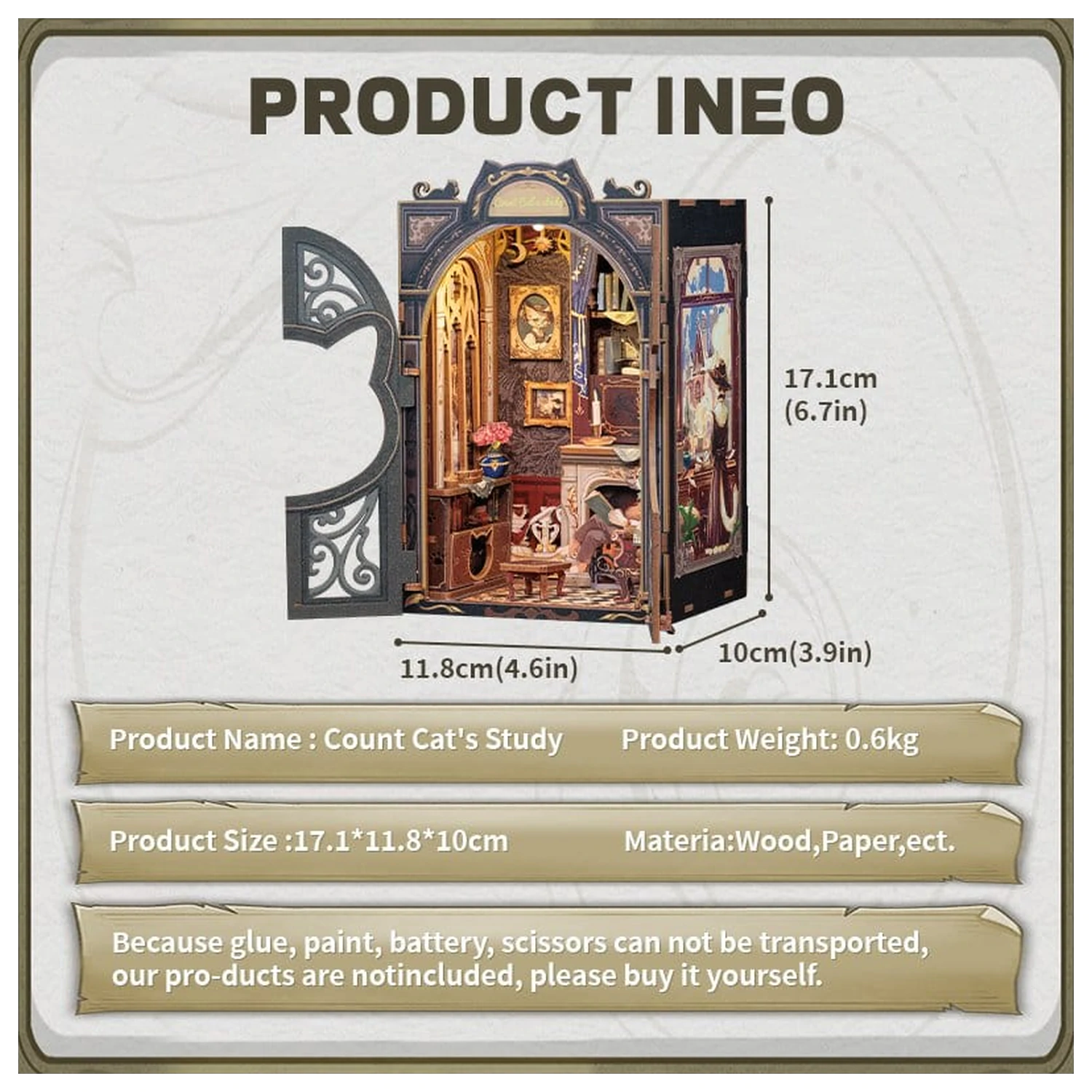 Book Nook Count Cat´s Study 17 x 12 cm   product photo