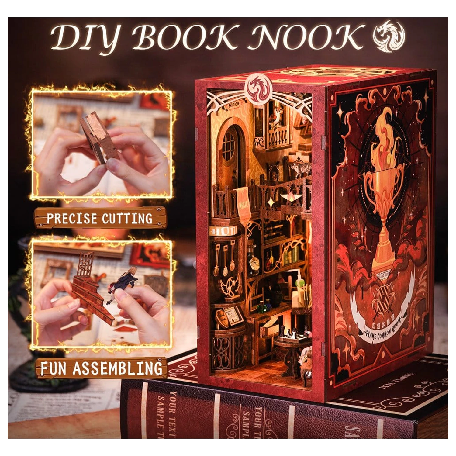 Book Nook Flame Common Room 23 x 11 cm   product photo
