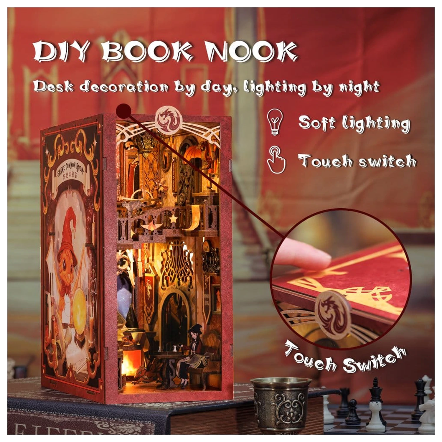 Book Nook Flame Common Room 23 x 11 cm   product photo