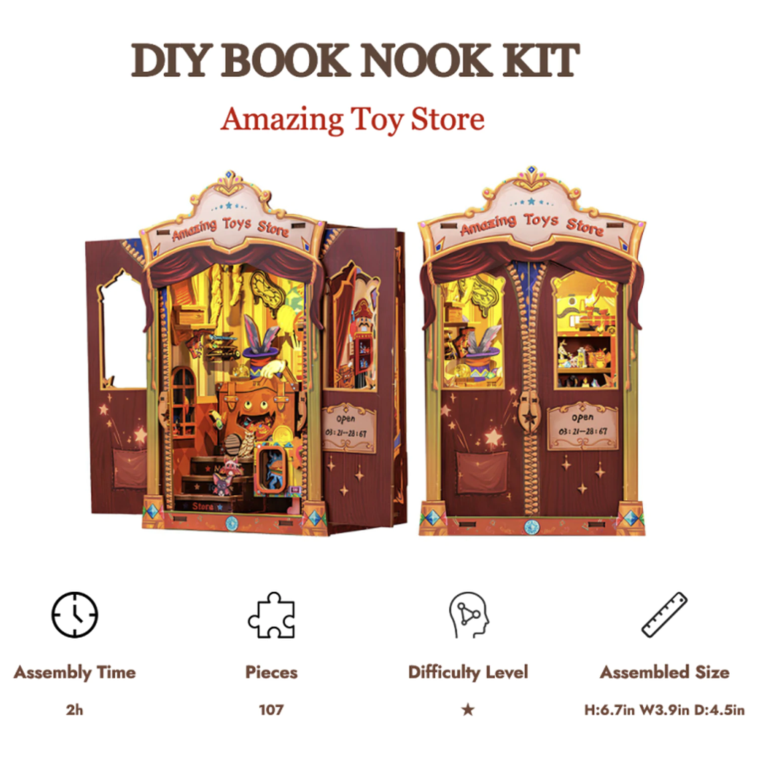 Book Nook Kit DIY Amazing Toy Store 107pc + LED Light product photo