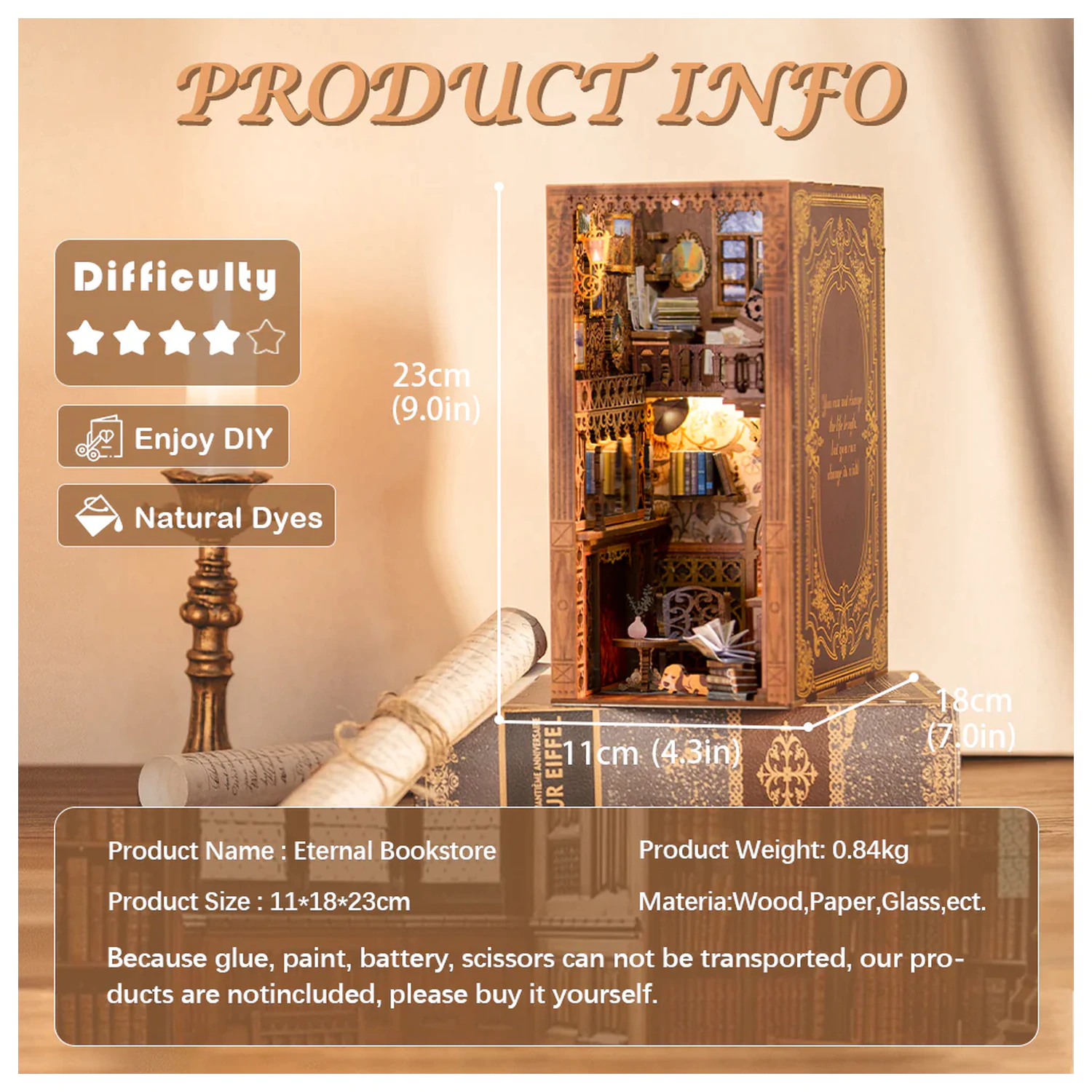 BOOK NOOK KIT DIY Eternal Bookstore 172pc + LED Light product photo