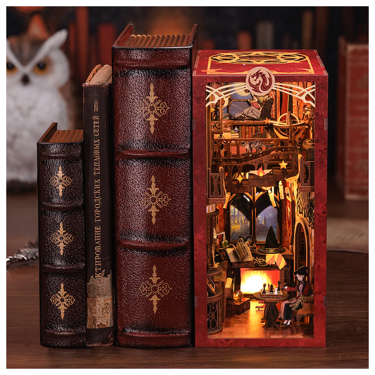 Book Nook Kit DIY Flame Common Room 226db + LED Light construction set product photo