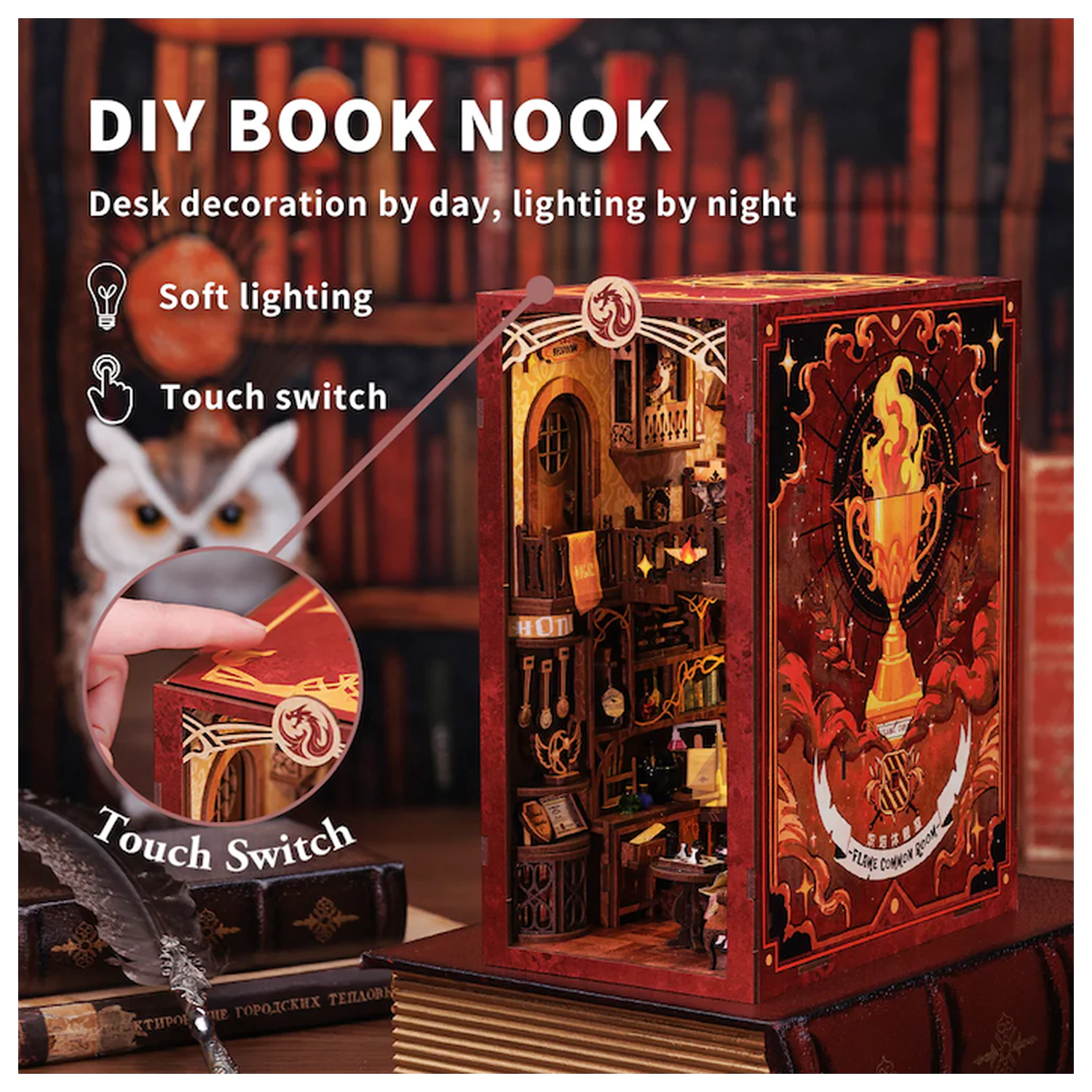 Book Nook Kit DIY Flame Common Room 226db + LED Light construction set product photo