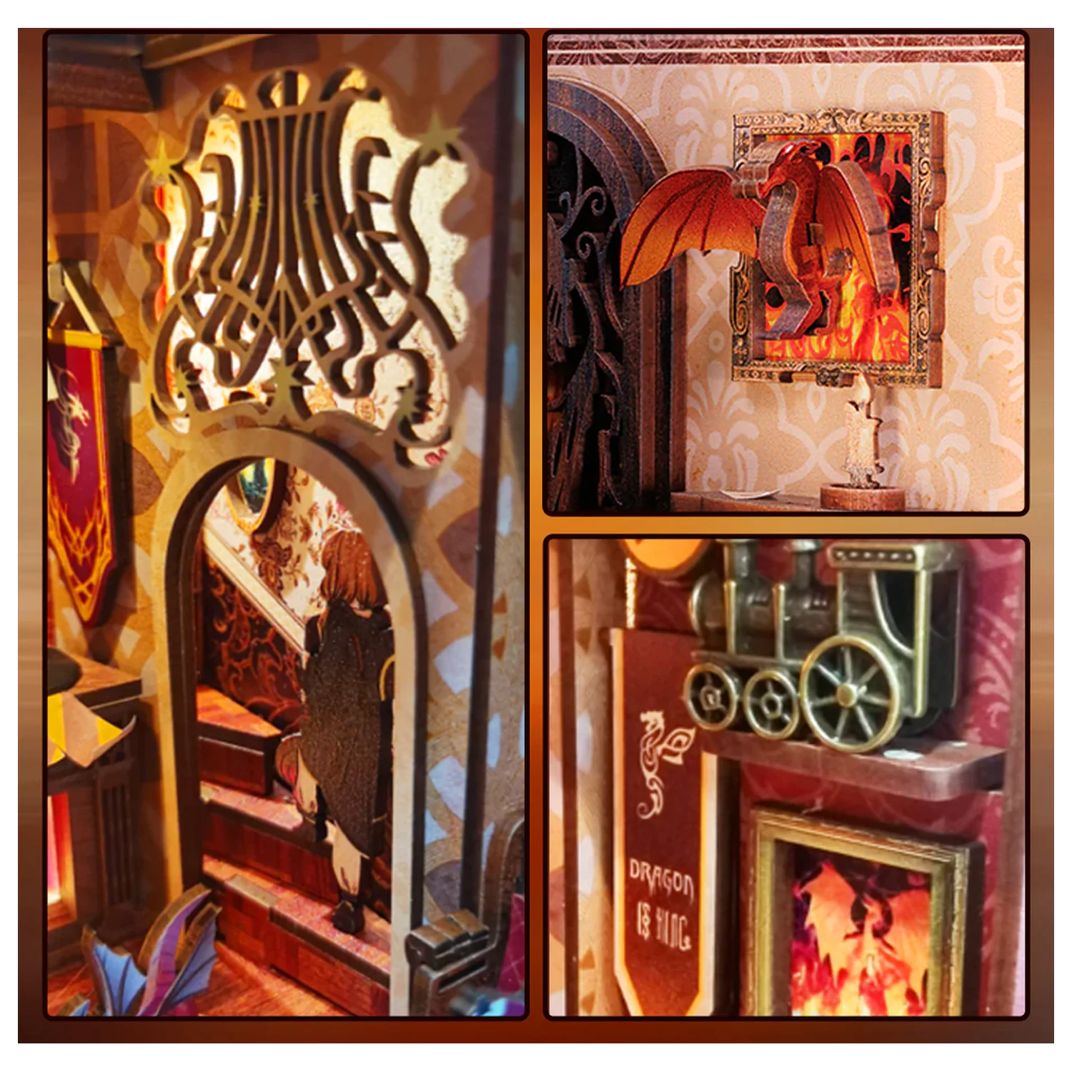 Book Nook Kit DIY Flame Common Room 226db + LED Light construction set product photo