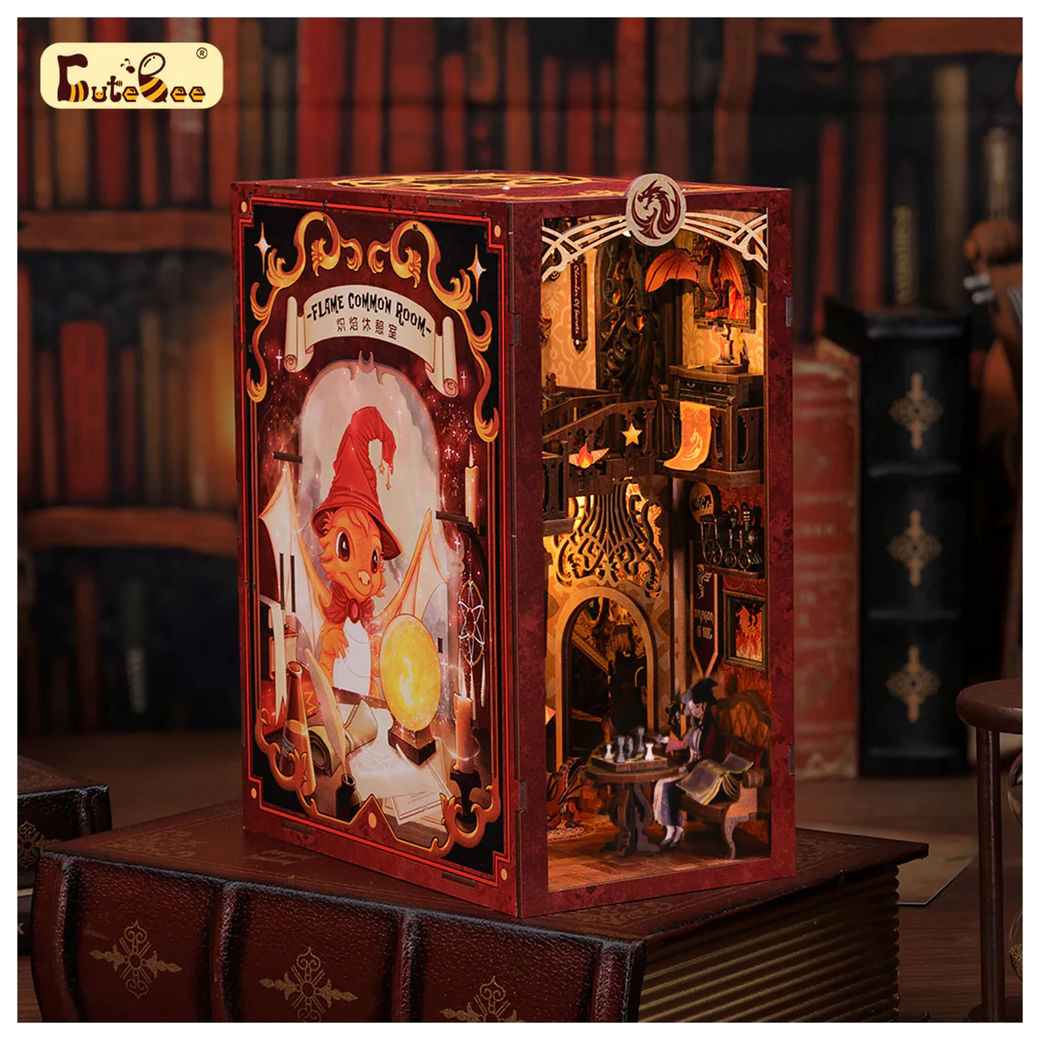 Book Nook Kit DIY Flame Common Room 226db + LED Light construction set product photo