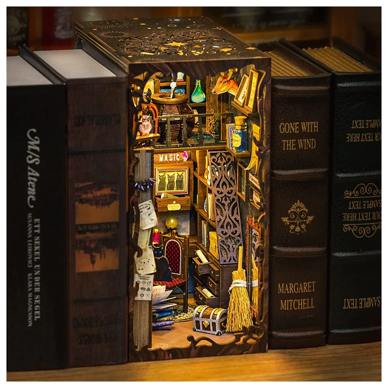 BOOK NOOK KIT DIY Magic Pharmacist 282pc + LED Light construction set product photo