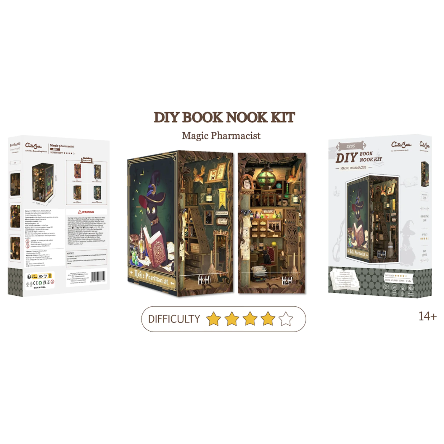 BOOK NOOK KIT DIY Magic Pharmacist 282pc + LED Light construction set product photo