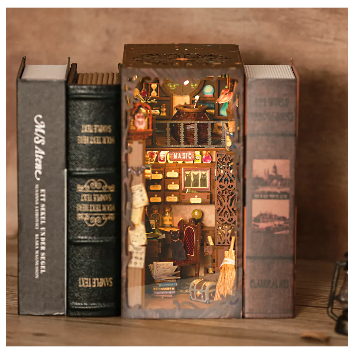 BOOK NOOK KIT DIY Magic Pharmacist 282pc + LED Light construction set product photo