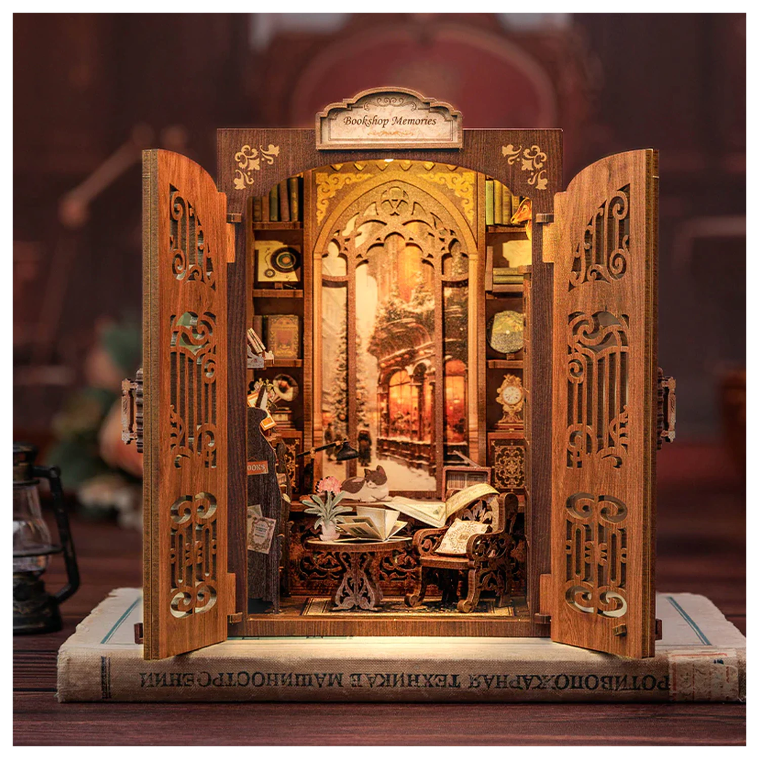 BOOK NOOK KIT DIY Memories Bookshop 127 db + LED Light construction set product photo