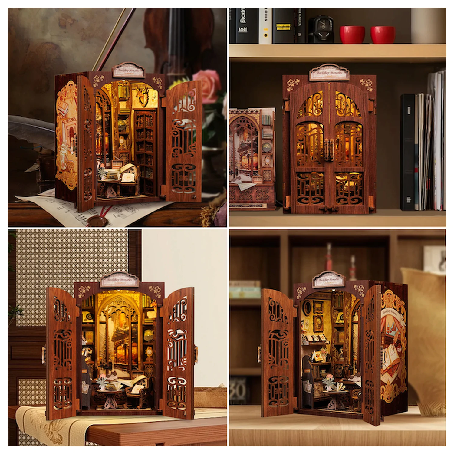 BOOK NOOK KIT DIY Memories Bookshop 127 db + LED Light construction set product photo