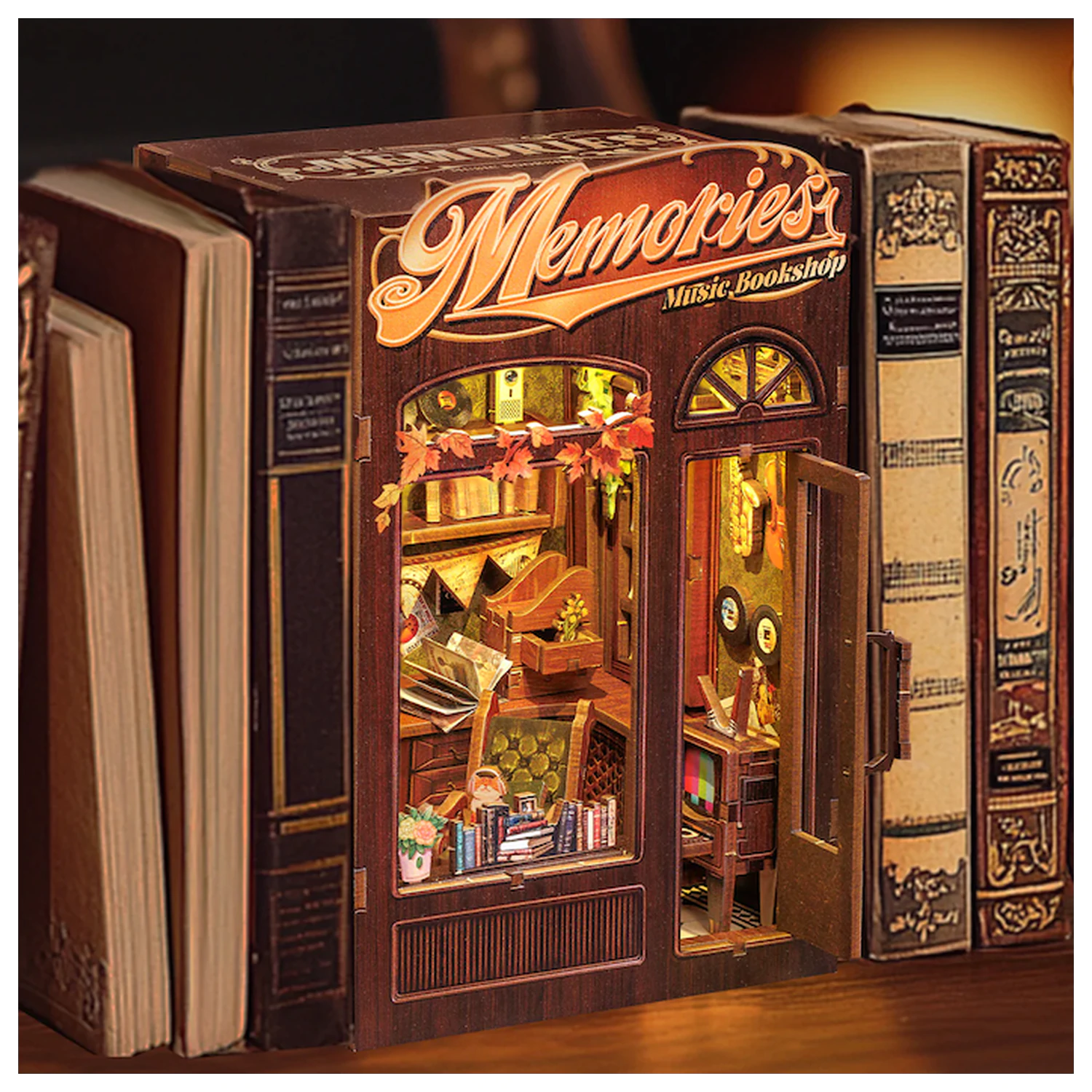 BOOK NOOK KIT DIY Memories Music Bookshop 136pc + LED Light construction set product photo
