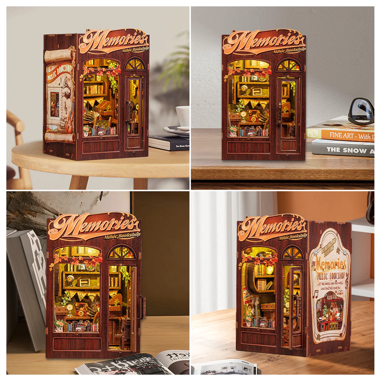 BOOK NOOK KIT DIY Memories Music Bookshop 136pc + LED Light construction set product photo