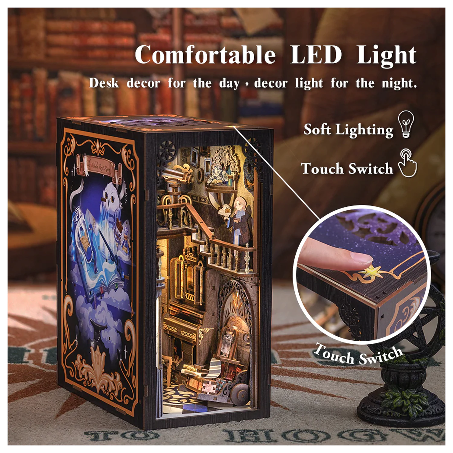 BOOK NOOK KIT DIY Nebula Common Room 350pc + LED Light construction set product photo