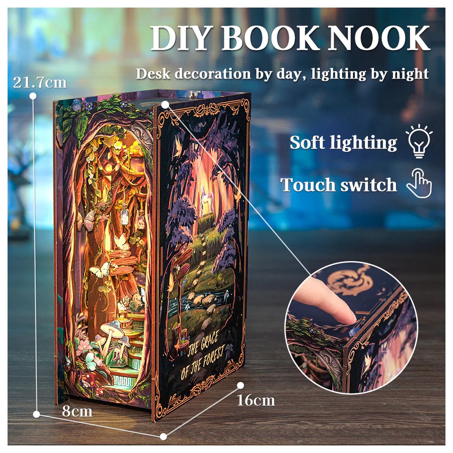 Book Nook Kit DIY The Grace of the Forest 89pc + LED Light product photo