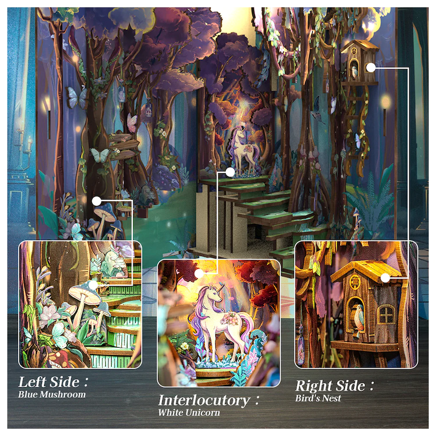 Book Nook Kit DIY The Grace of the Forest 89pc + LED Light product photo