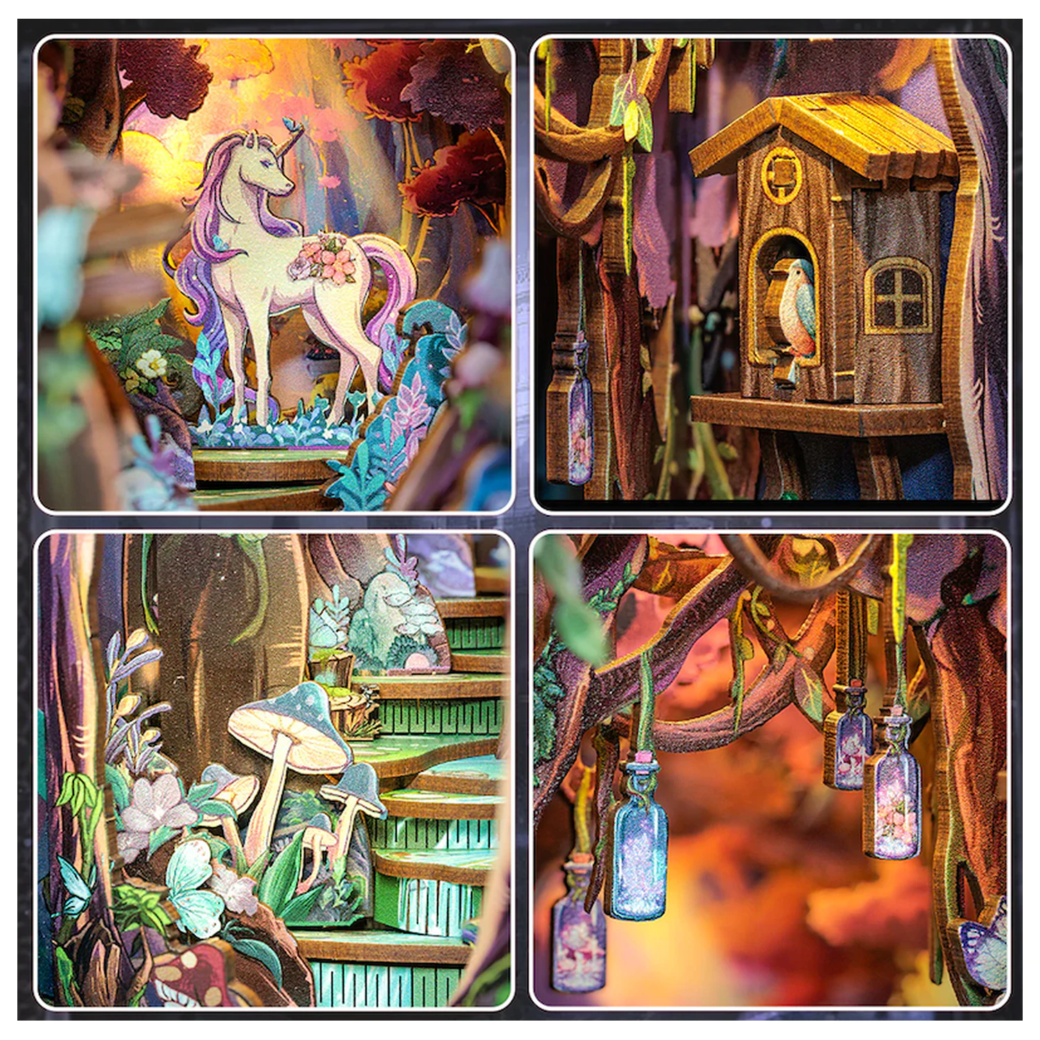 Book Nook Kit DIY The Grace of the Forest 89pc + LED Light product photo