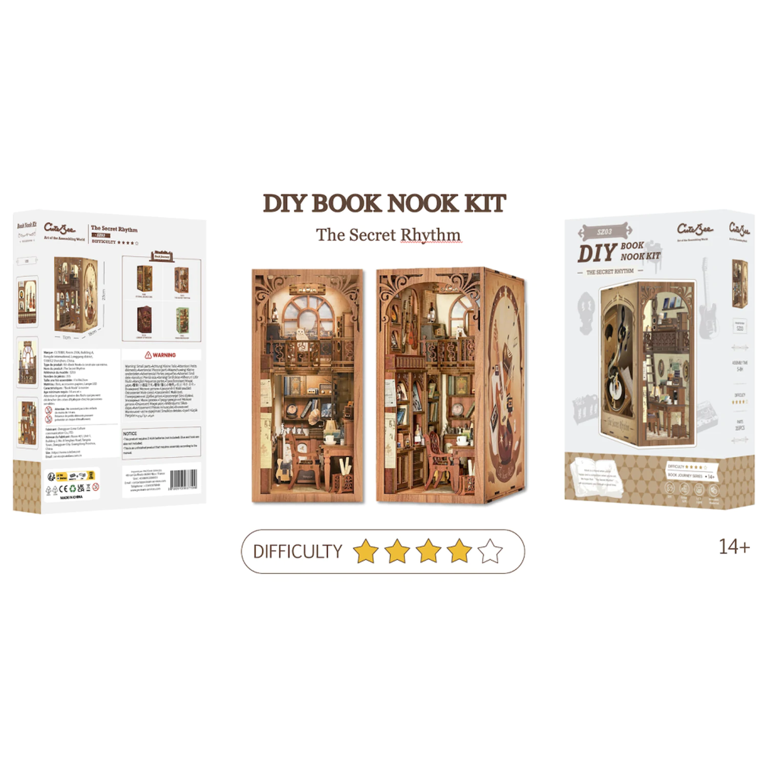 BOOK NOOK KIT DIY The Secret Rhythm 355pc + LED Light construction set product photo