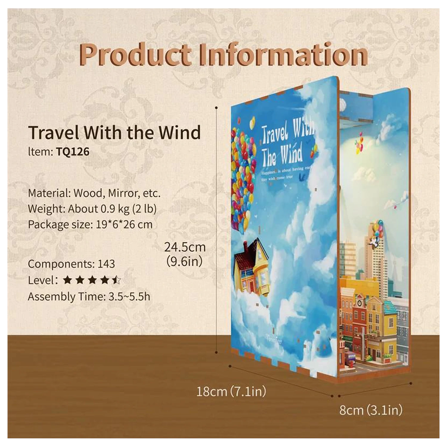BOOK NOOK KIT DIY - Travel with the Wind 143pcs + LED Light product photo