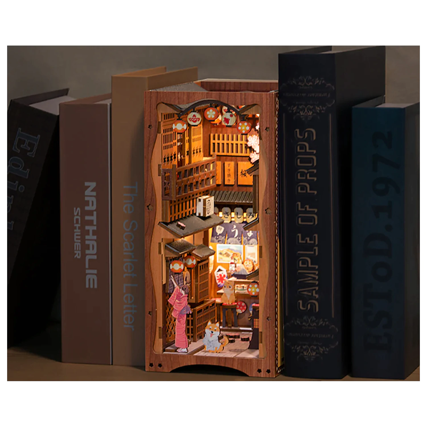 BOOK NOOK KIT DIY Under the Sakura Tree 214 db + LED Light construction set product photo