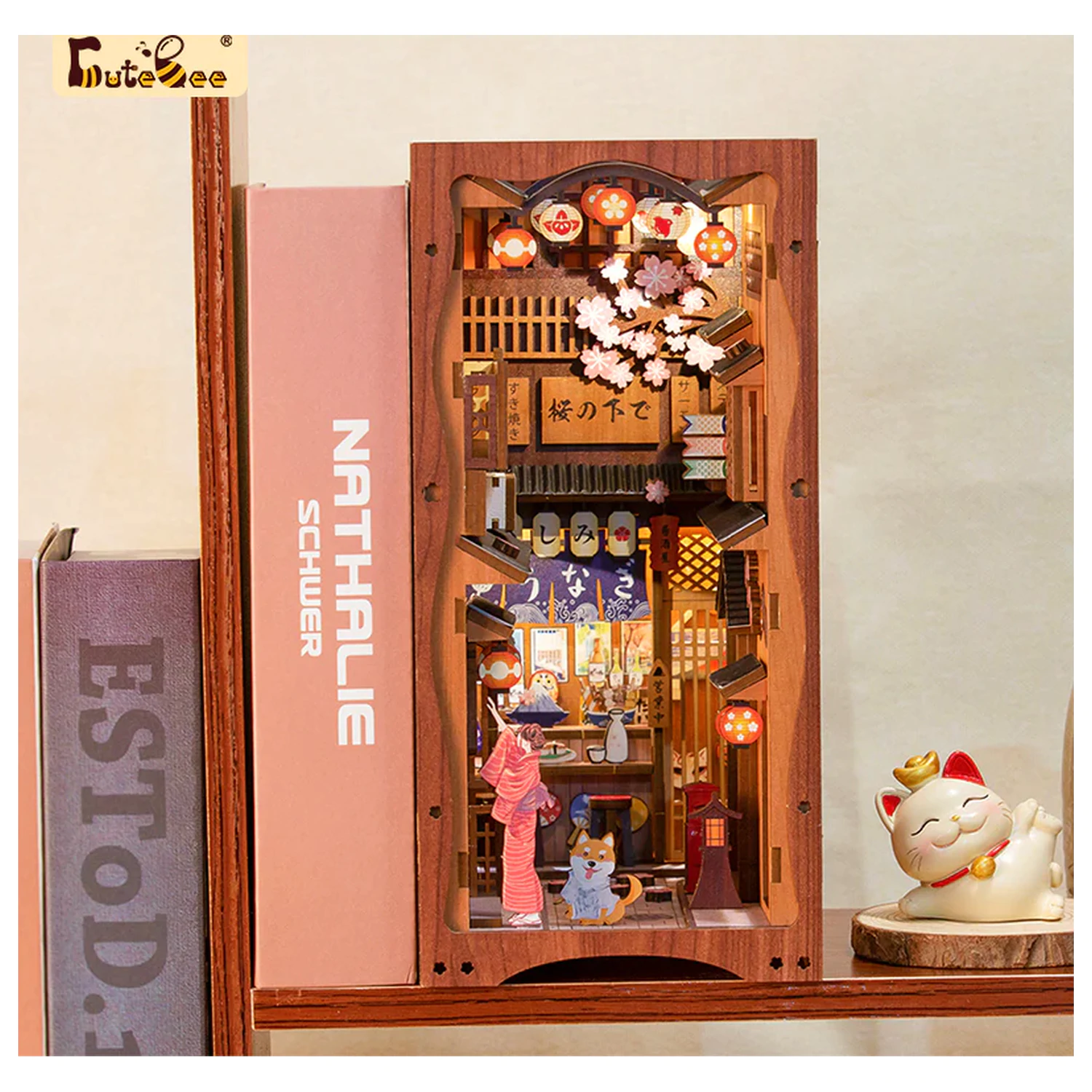 BOOK NOOK KIT DIY Under the Sakura Tree 214 db + LED Light construction set product photo