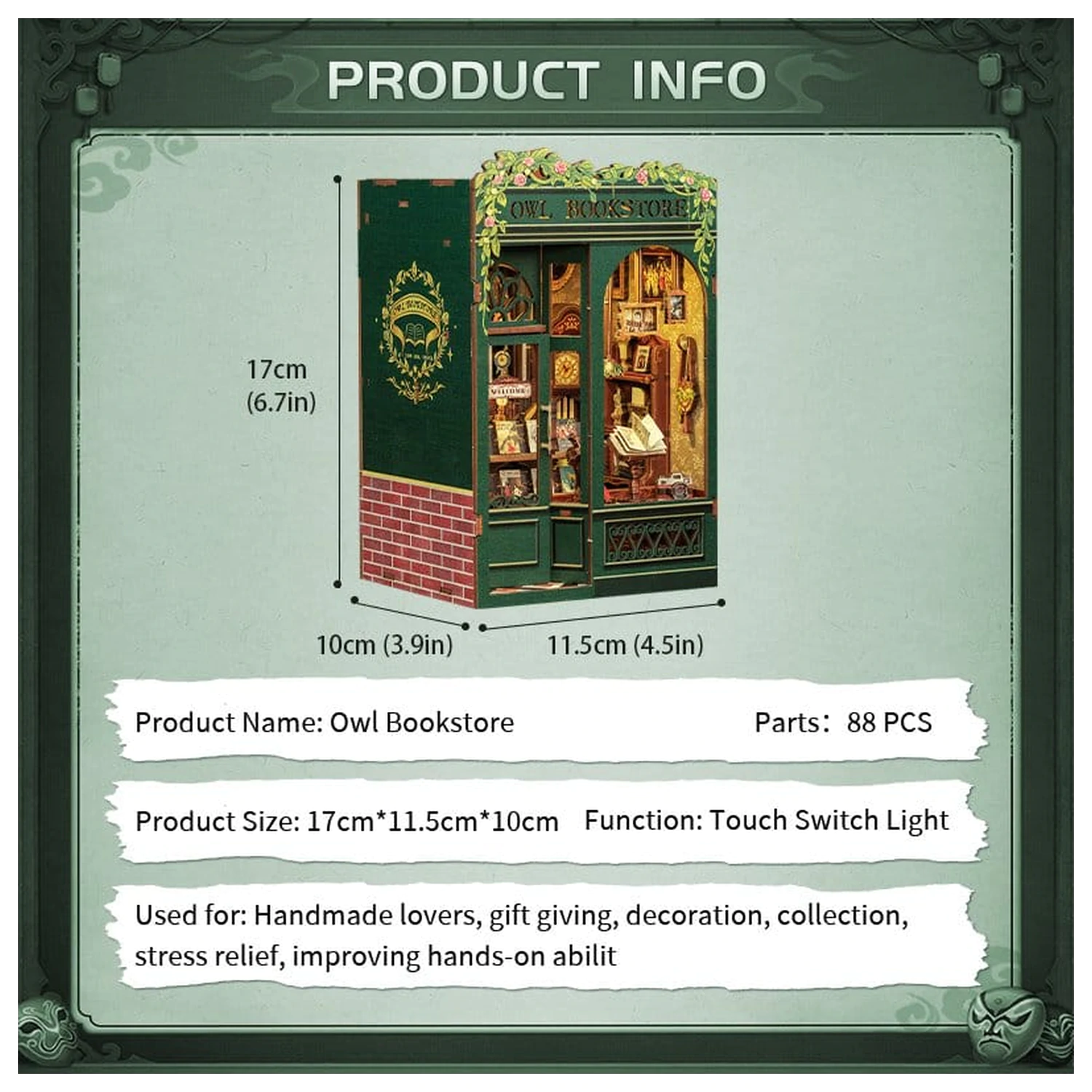 Book Nook Owl Bookstore 17 x 12 cm   product photo