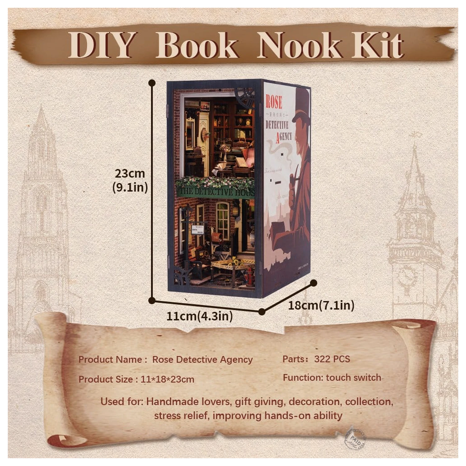 Book Nook Rose Detective Agency 23 x 11 cm   product photo