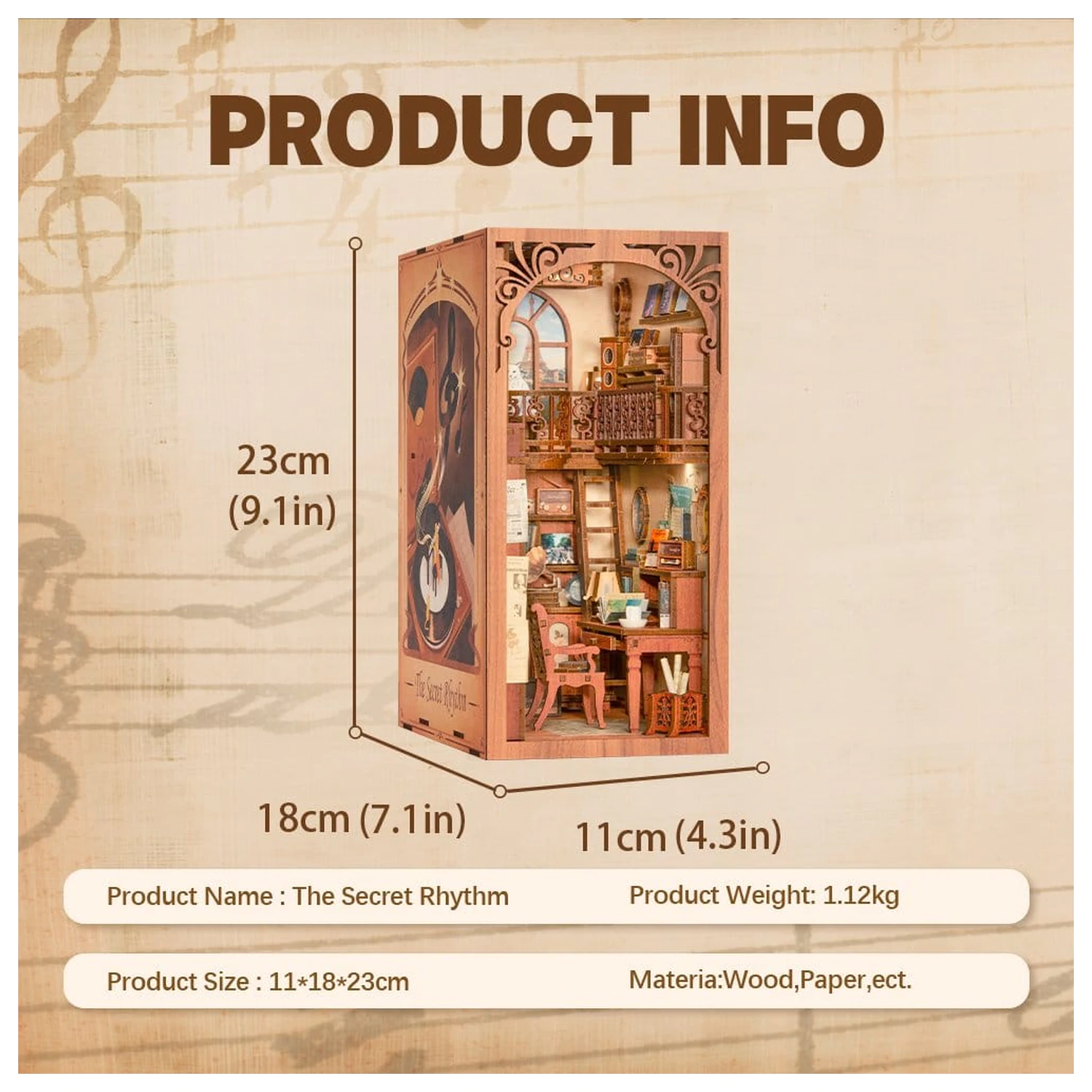 Book Nook The Secret Rhythm 23 x 11 cm   product photo