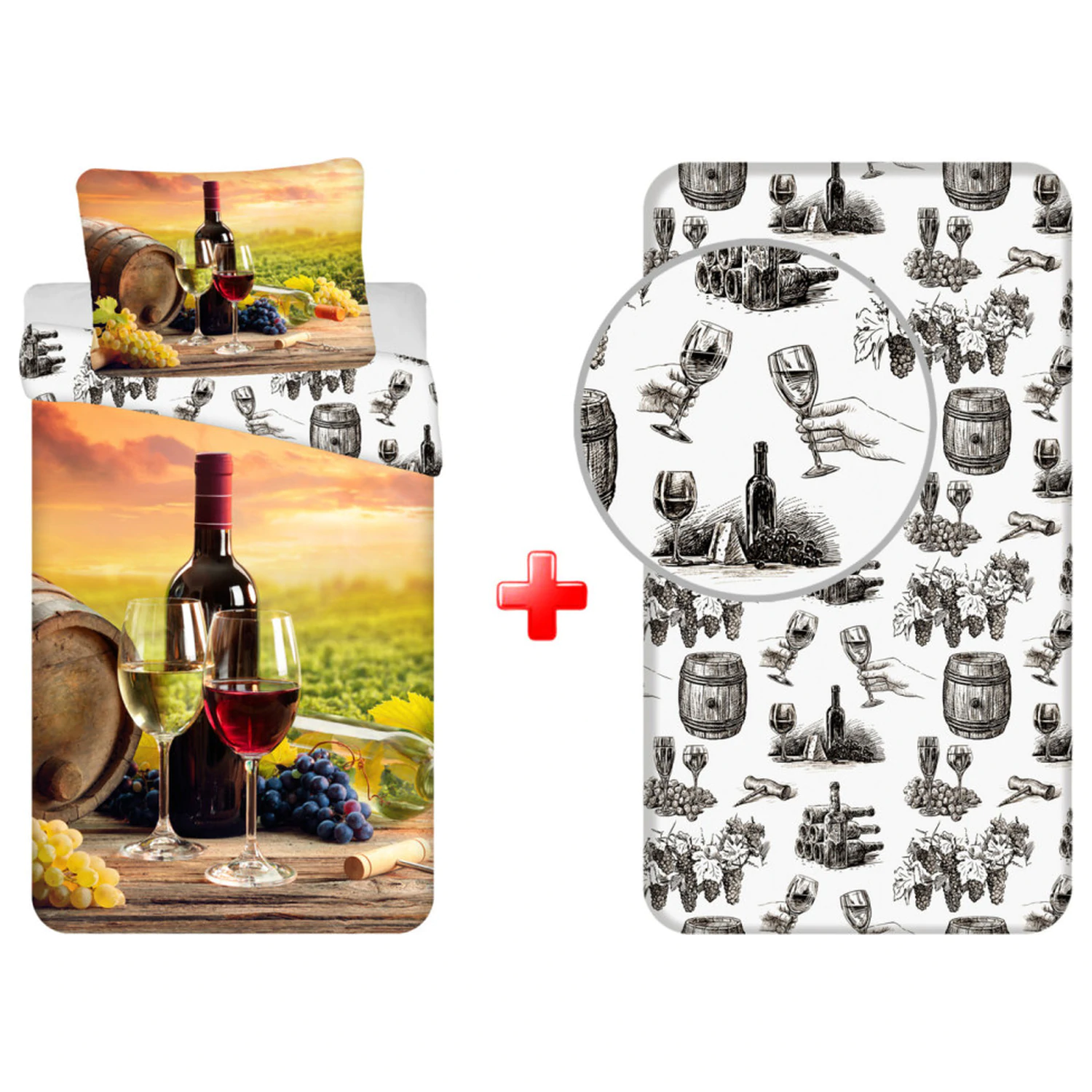 Wine Tasting Duvet Cover and Fitted Sheet Set product photo
