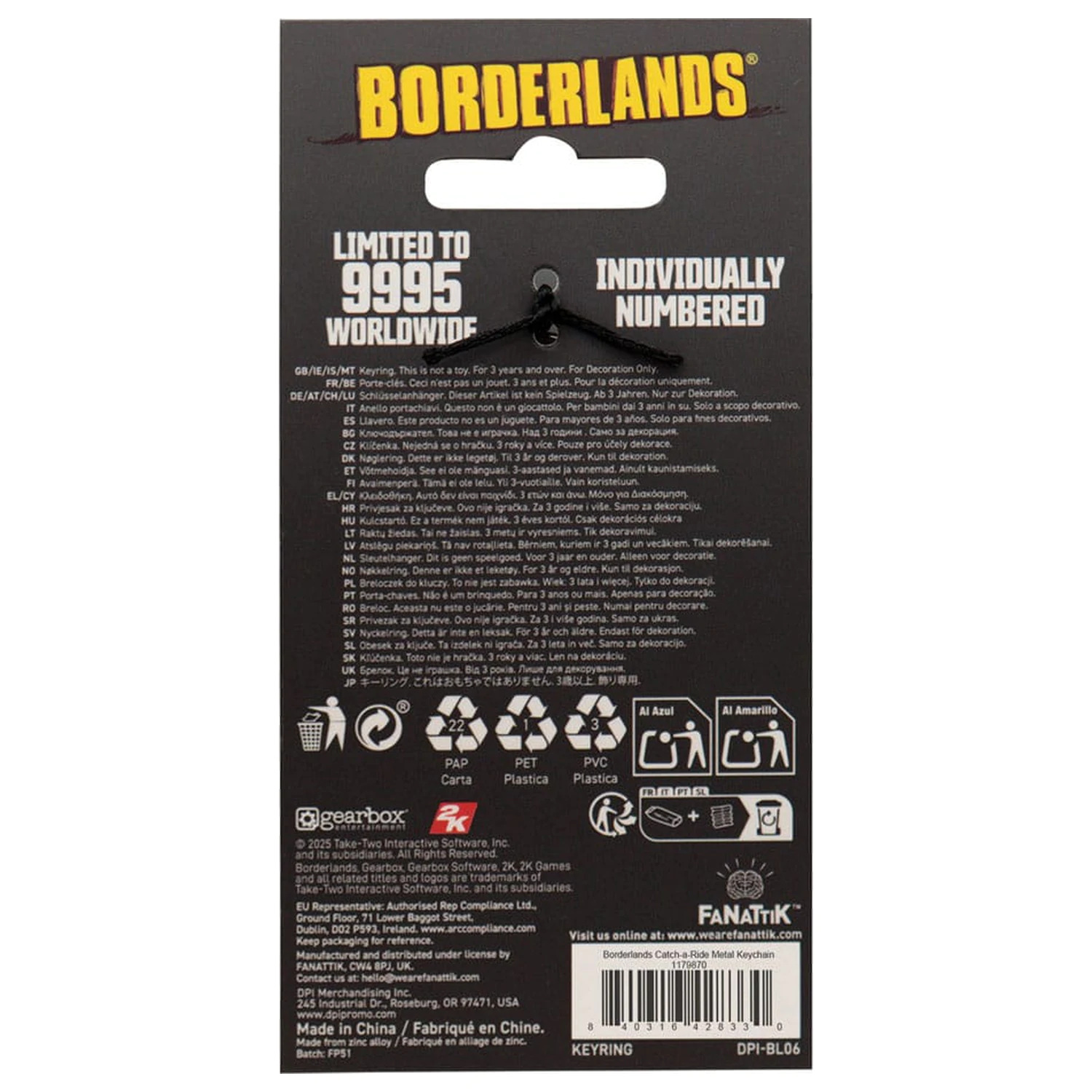 Borderlands Keychain Catch-A-Ride Limited Edition                   product photo
