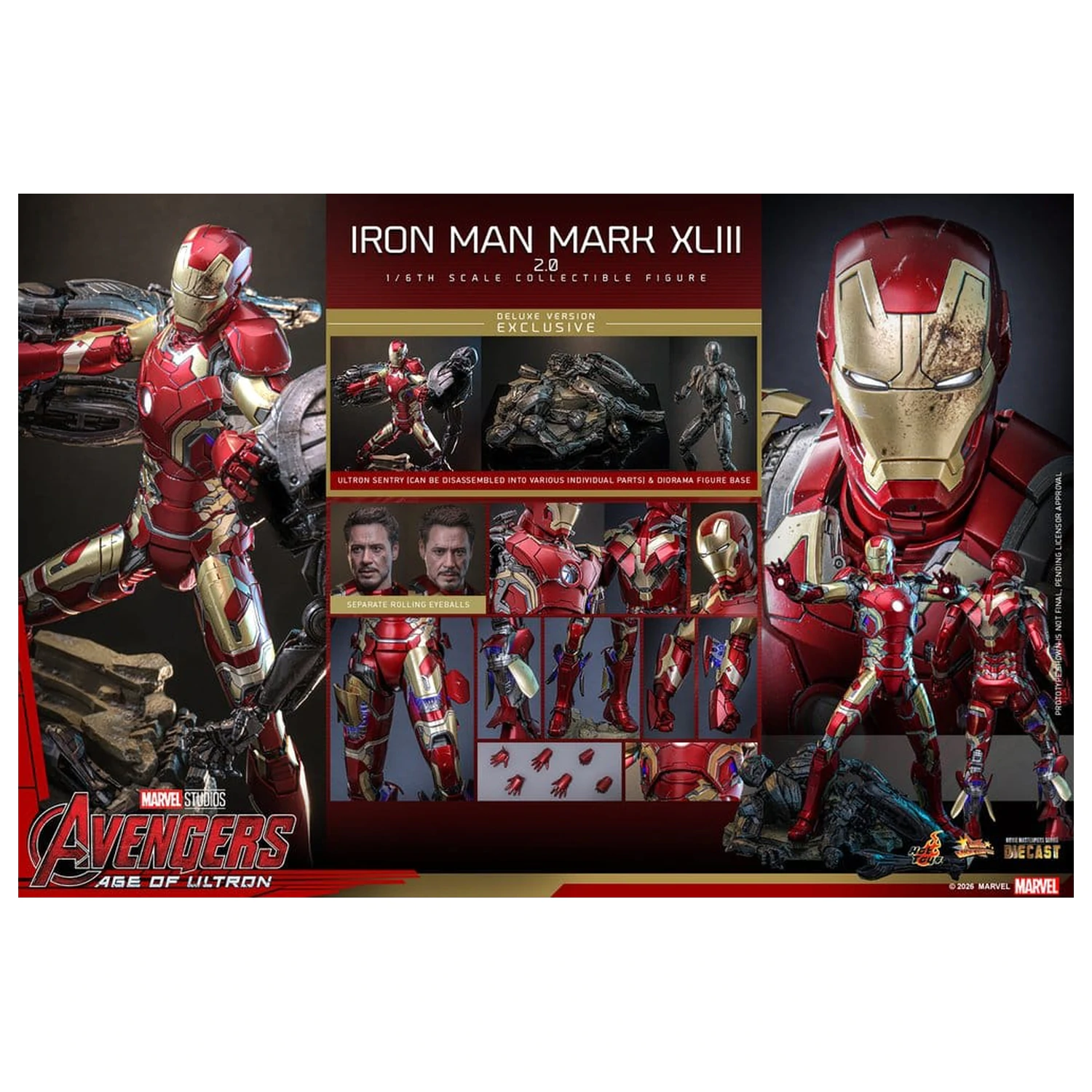 Avengers: Age of Ultron Movie Masterpiece Diecast Action Figure 1/6 Iron Man Mark XLIII (2.0) (Deluxe Version) 32 cm product photo