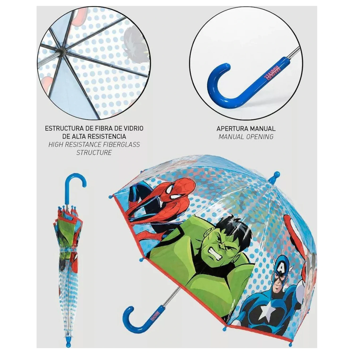 Avengers Dots Kids Transparent Umbrella product photo