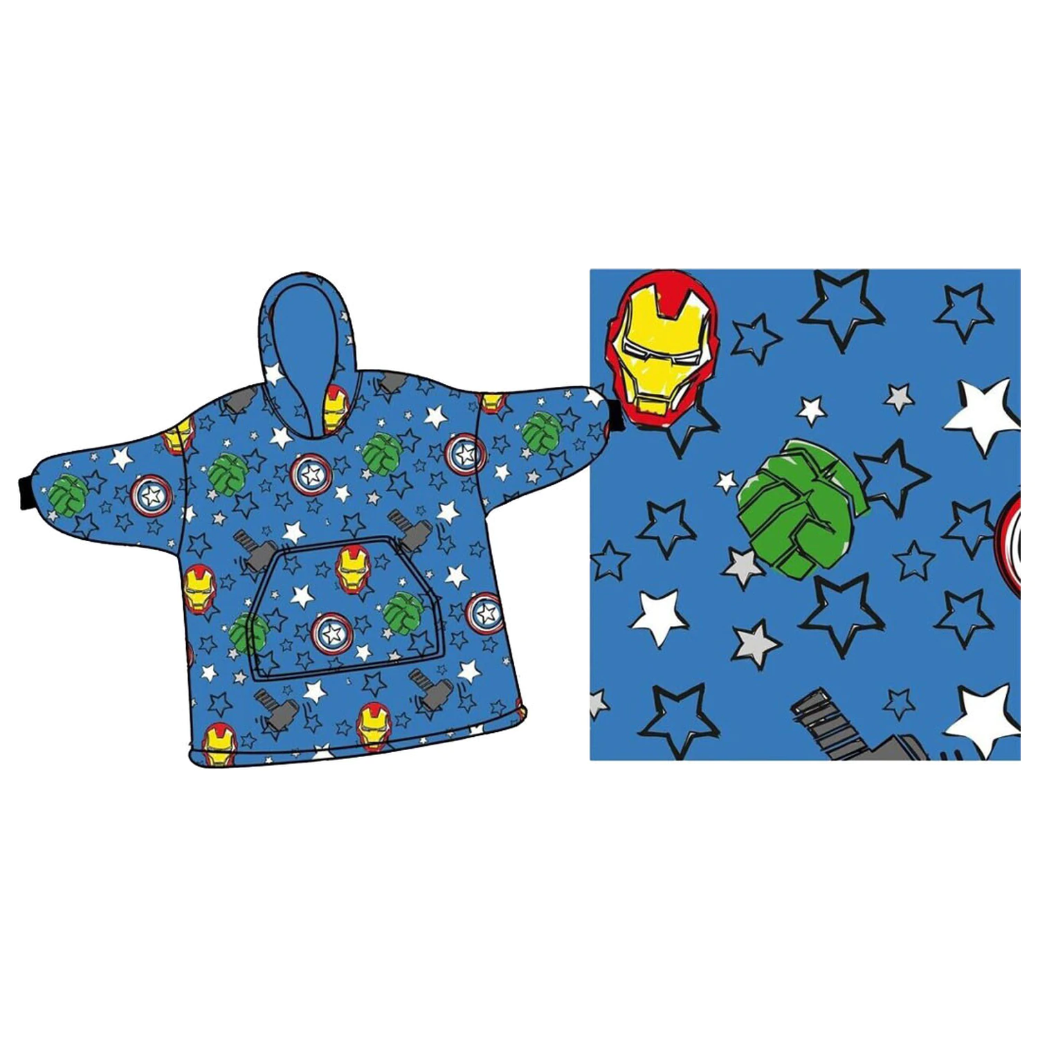 Avengers Mini Hero Wearable Plush Fleece Blanket, Poncho 7-14 Years product photo