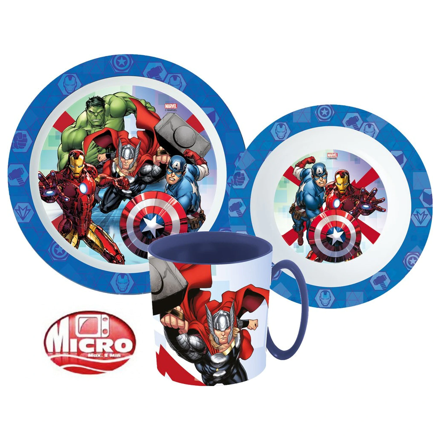 Avengers Rolling Thunder Dinnerware Set, Micro Plastic Set with Mug 350 ml product photo
