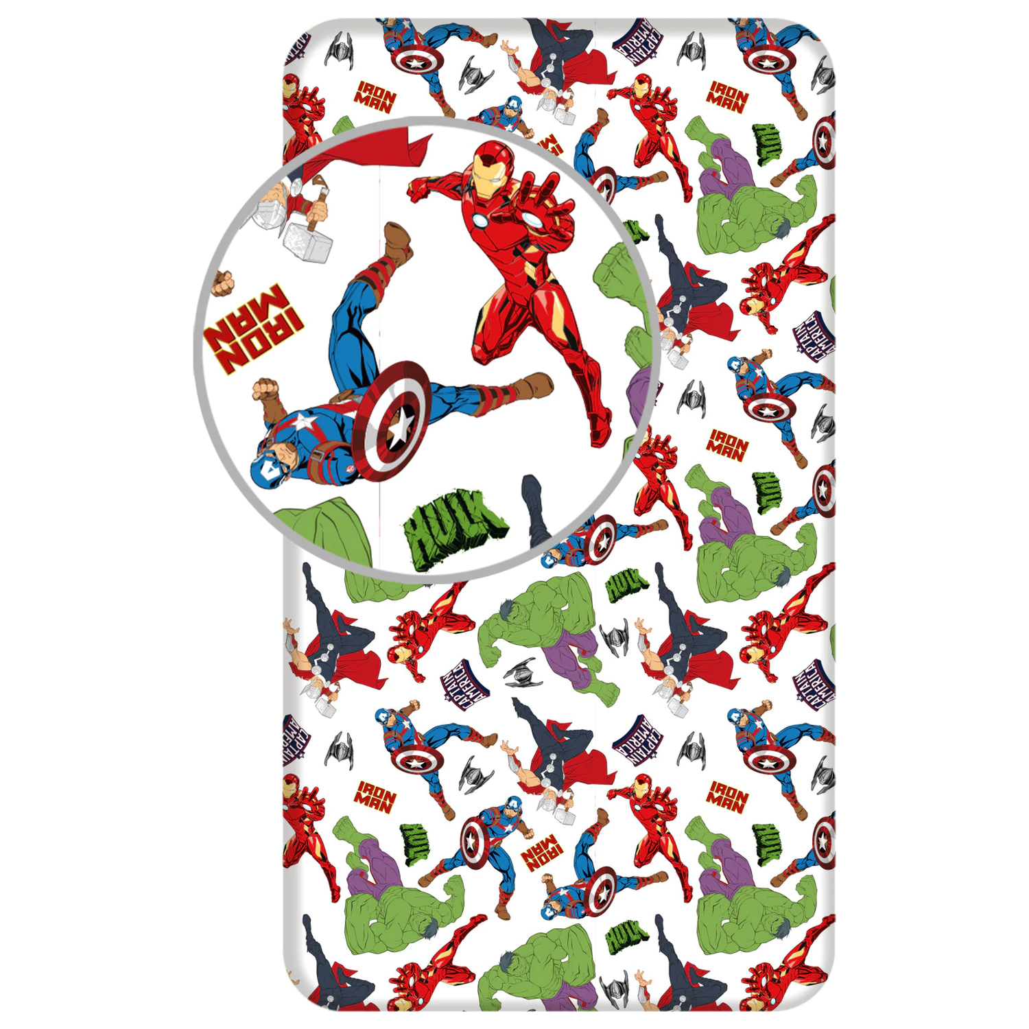 Avengers White Fitted Sheet 90x200 cm product photo
