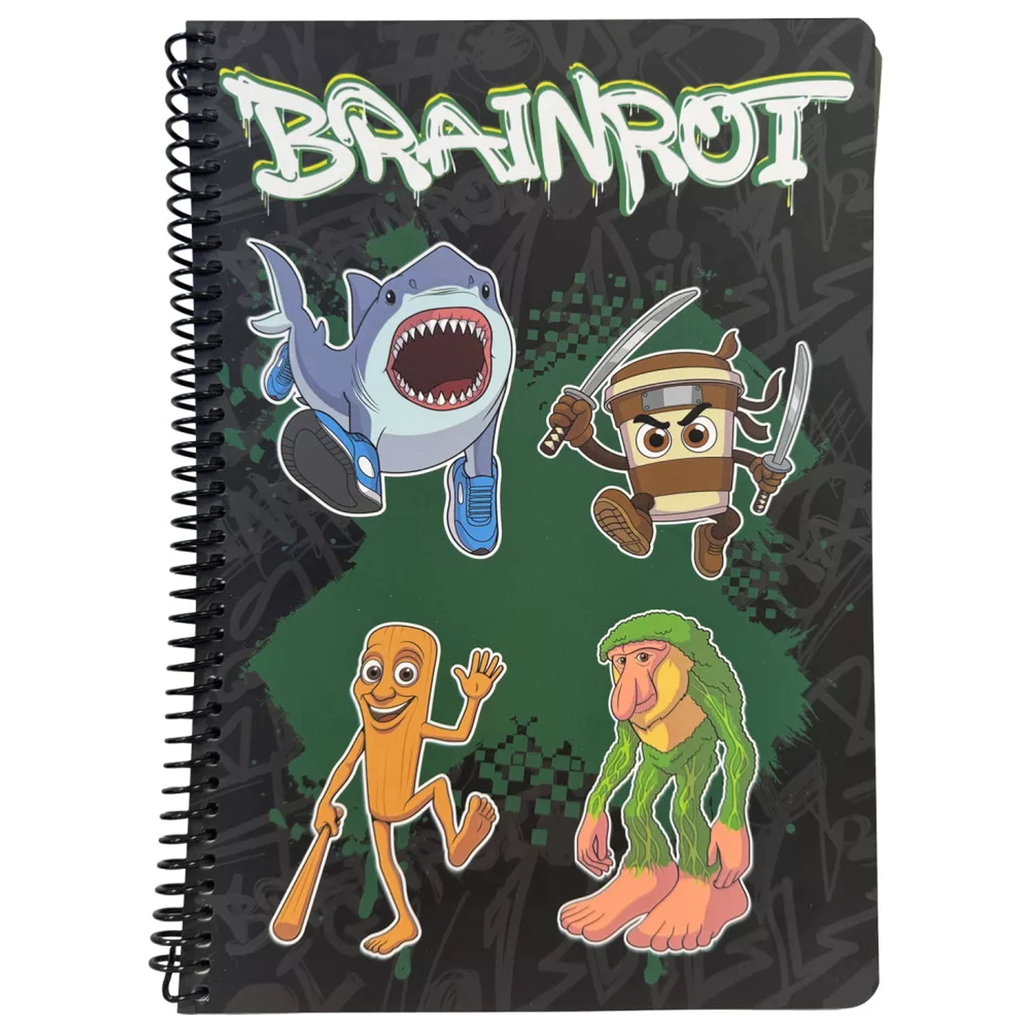 Brainrot Green B/5 Lined Spiral Notebook, 70 Sheets product photo