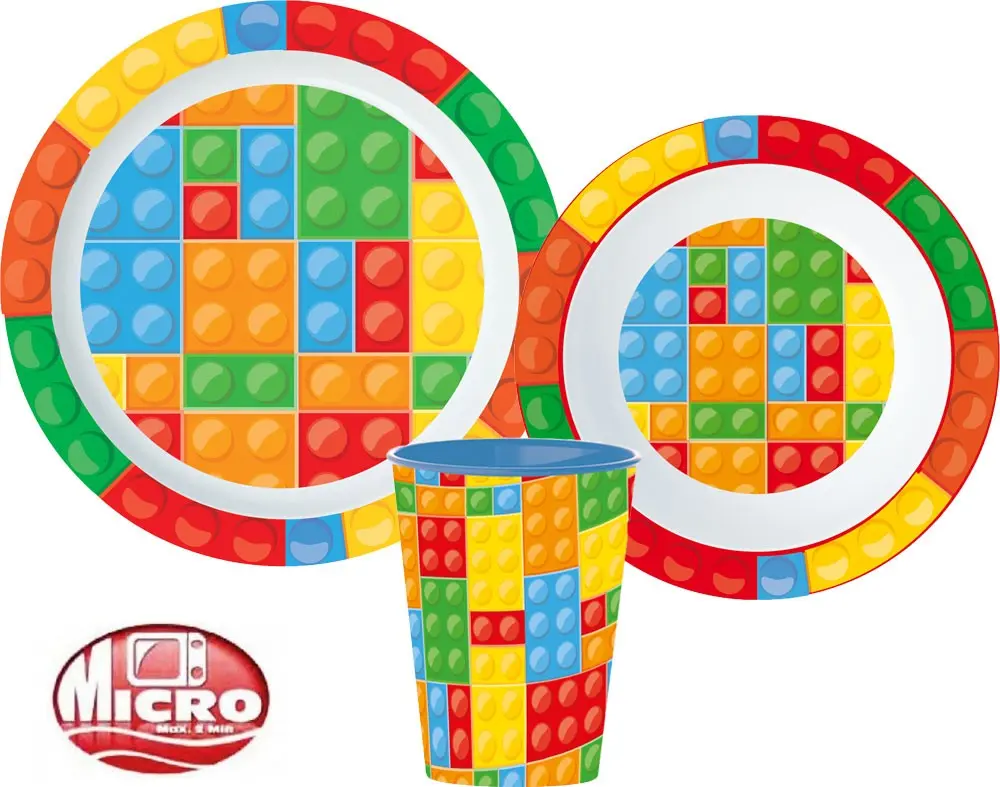 Bricks, Lego Pattern Tableware, Micro Plastic Set product photo