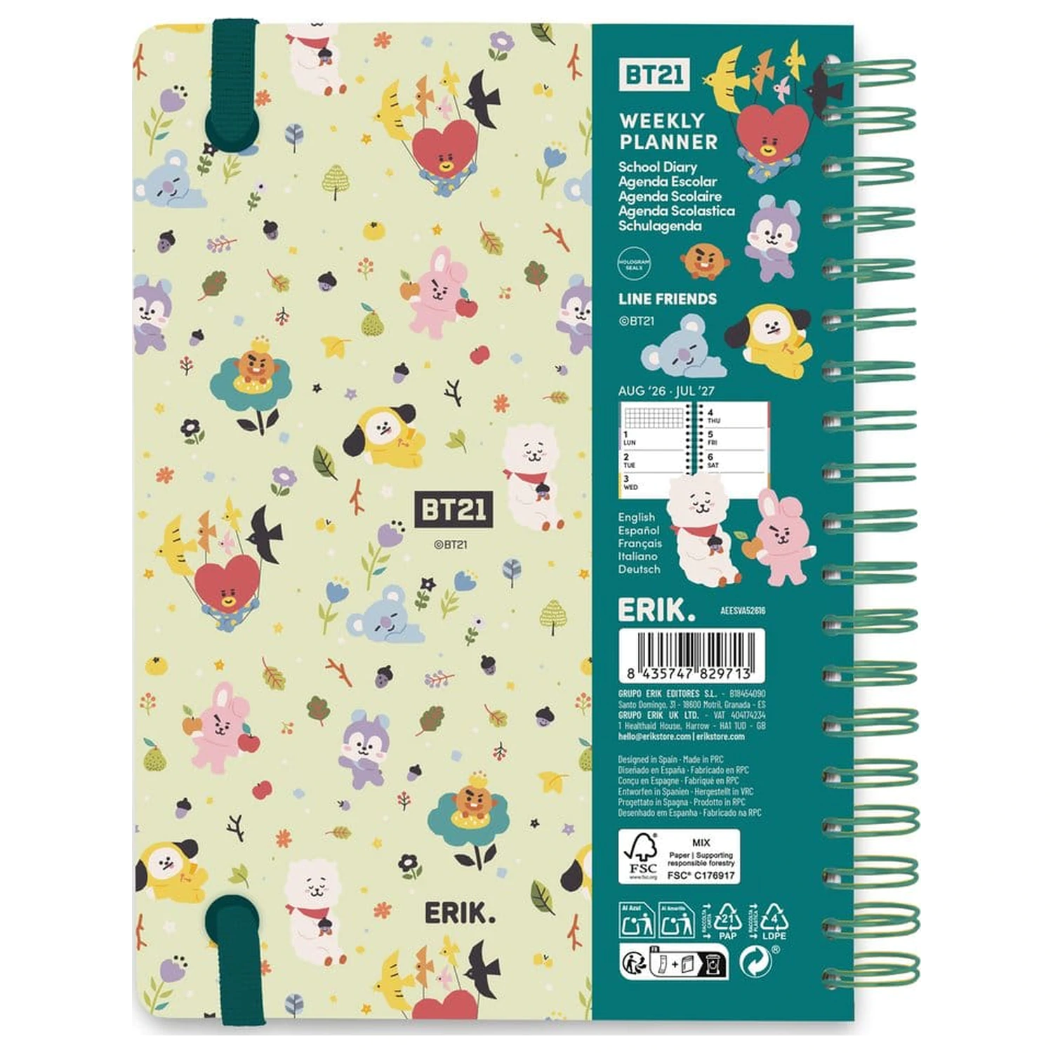 BT21 School Diary weekly planner 2026/2027 A5 product photo