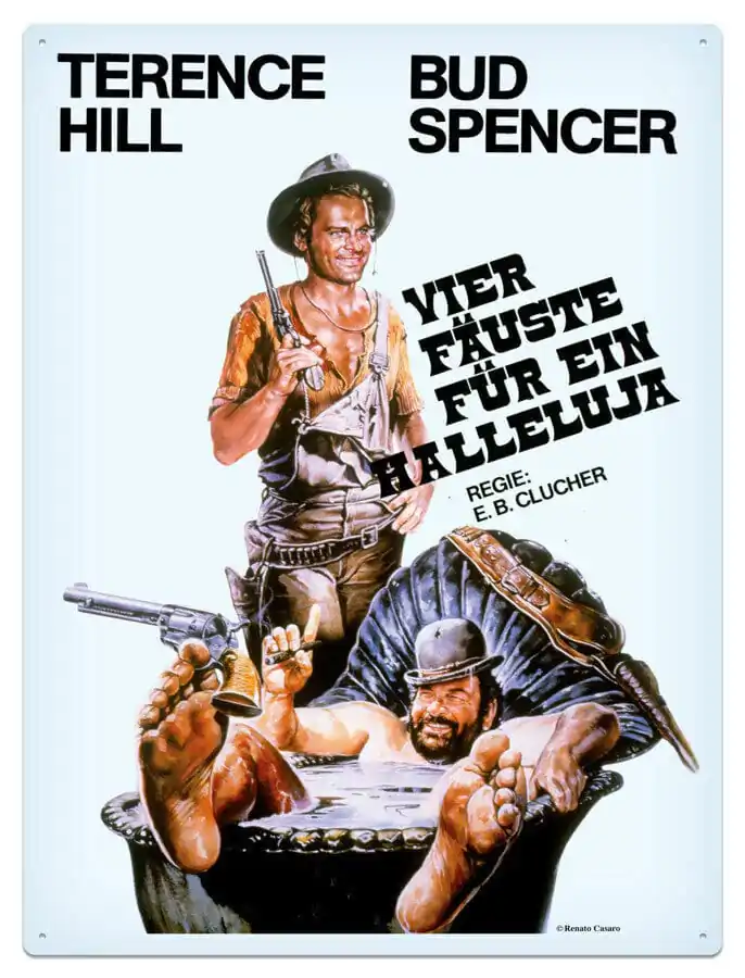 Bud Spencer &amp; Terence Hill Tin Sign Vier Fäuste für ein Halleluja 30 x 40 cm product photo