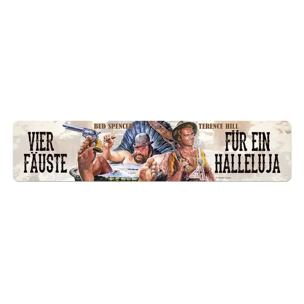 Bud Spencer &amp; Terence Hill Tin Sign Vier Fäuste für ein Halleluja 46 x 10 cm product photo