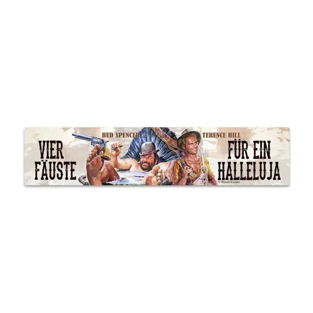 Bud Spencer &amp; Terence Hill Tin Sign with Magnet Vier Fäuste für ein Halleluja 16 x 3,5 cm product photo